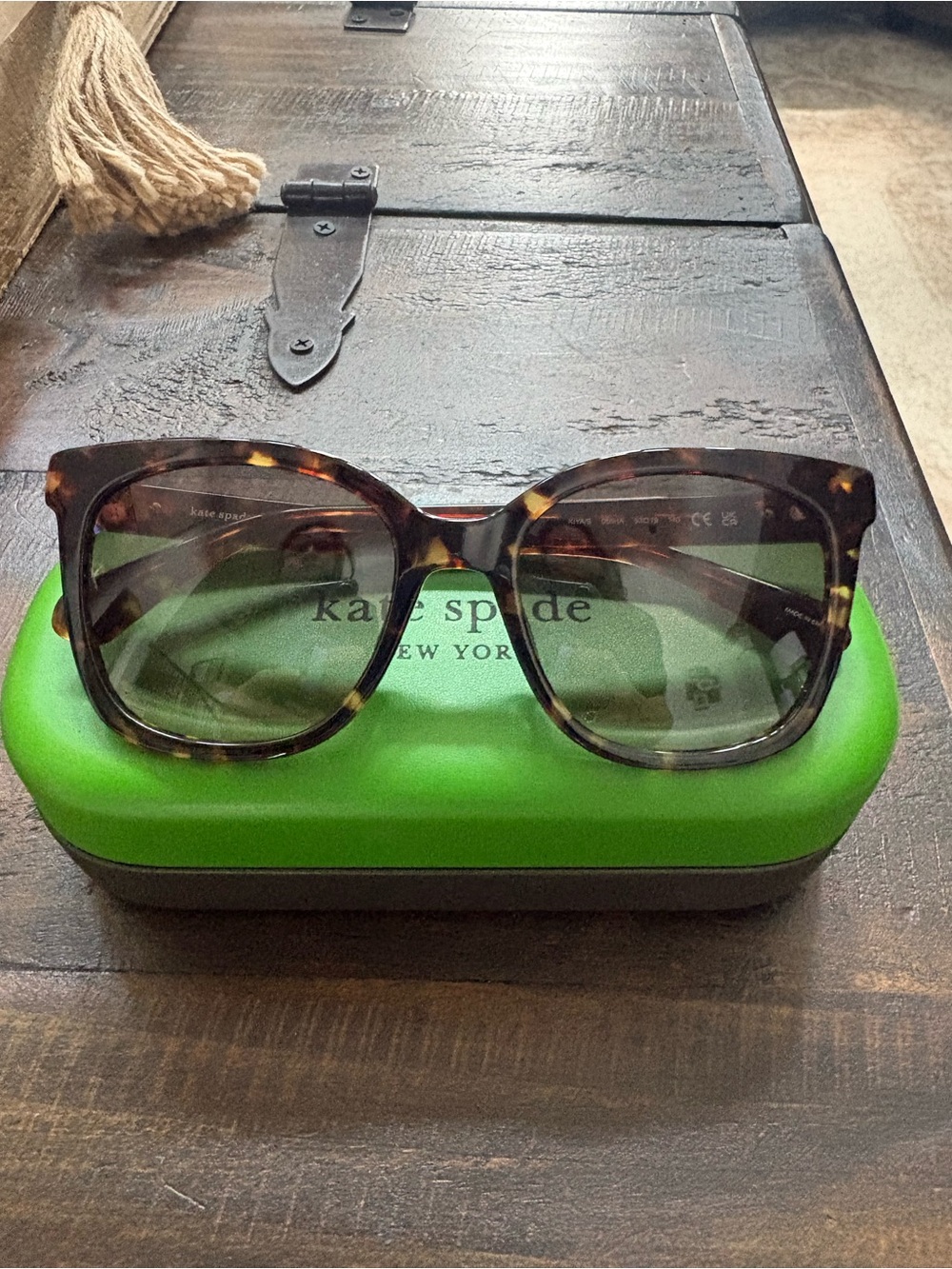 kate spade Kiya/S Square Tortoiseshell Frame Sunglasses + Case & Cloth